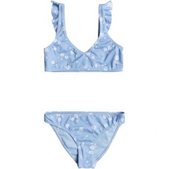 Bikini Roxy Dreamer azul blanco para niña
