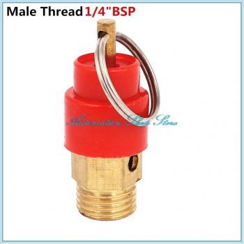 Ajuste de compresor, válvula de alivio de presión macho BSP 1/4, 8KG, tapa roja 0.8MPA