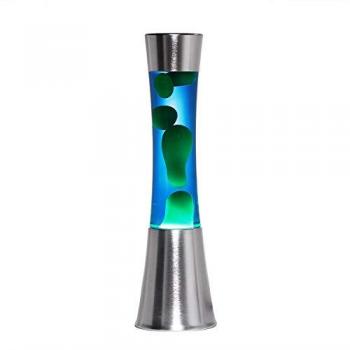 Lampe à lave au style rétro gris avec liquide bleu et cire verte
