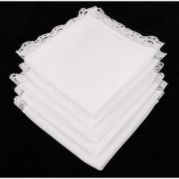 Ensemble de mouchoirs nuptiques – 5 pièces, dentelle décorative, blanc