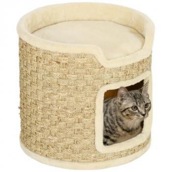 PawHut Nid Doux – Griffoir Peluche Kaki-Beige