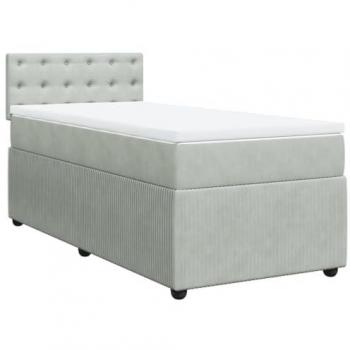 VidaXL Einzelbett Boxspringbett 100x200 cm mit Matratze Hellgrau