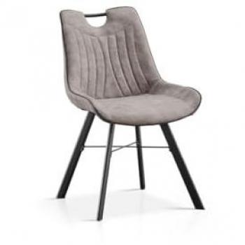 Chaise Paola PU Micro fibre Gris clair – Pieds métal noir