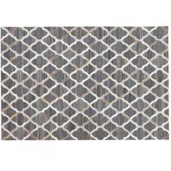 Retro Grey and Beige Area Rug with Quatrefoil Design 140 x 200 cm