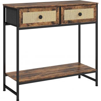 Mesa Consola Homcom 80x30x75 cm: Ratán y Acero Marrón