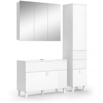 Set bagno Sola Vicco, 3 parti, Bianco con specchiera
