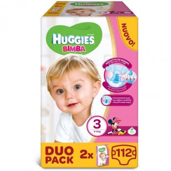 Huggies Pannolini Bimba, Taglia 3, 4-9 kg, 2x56