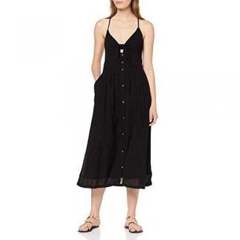 Superdry Jayde Tie Front Midi Dress Vestito, Nero (Black 02A)