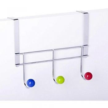 Percha de puerta 3 ganchos cromados 24 x 12 x 20 cm