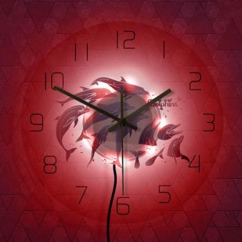 Reloj de pared con cambio de color y temática oceánica