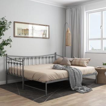 Cadre de canapé-lit extensible en métal gris 90x200 cm