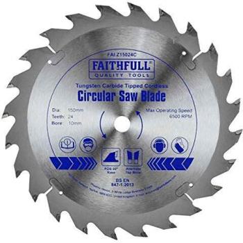 Lame TCT Faithfull pour scie circulaire – 150 mm de diamètre, 24 dents, 10 mm d’alésage – modèle FAIZ15024C