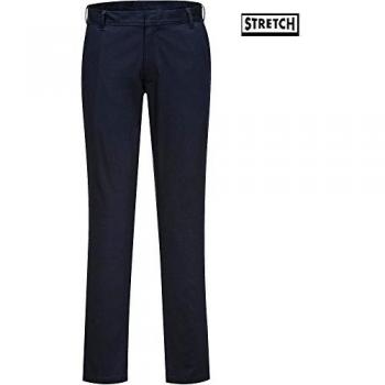 Portwest Mens Stretch Slim Chino Trousers, Size: 40, Colour: Dark Navy