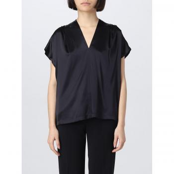 Blusa di Satén Pinko Nero Taglia 44
