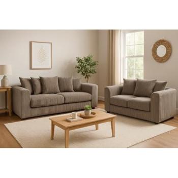 SquareBoxx Lennox Grey 3‑Plus‑2 Couch Set