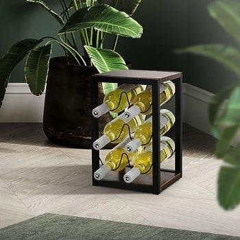 Porte-bouteilles indépendant 6 places – ML‑Design, style rétro, MDF/métal