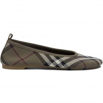 Burberry Brown Check Knit Baby Ballerina Shoes (Size 8)