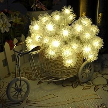 Luces de Navidad 4m 40LED batería con pompón para bodas y jardines