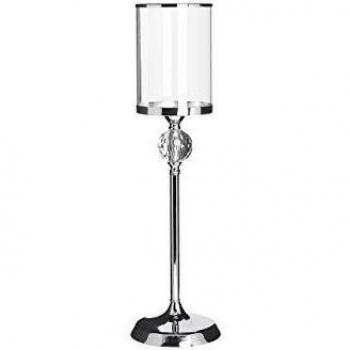58 Cm Tall Silver Glass Candle Holder