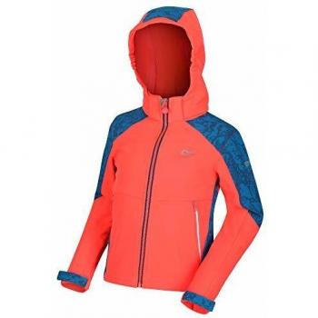 Veste technique junior ASTROX II Regatta déperlante et coupe-vent Fiery Coral/Petrol Blue FR : XL