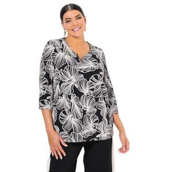 Übergrößen Tunika-Shirt für Damen, schwarz, 58/60, 3/4-Arm, Ulla Popken