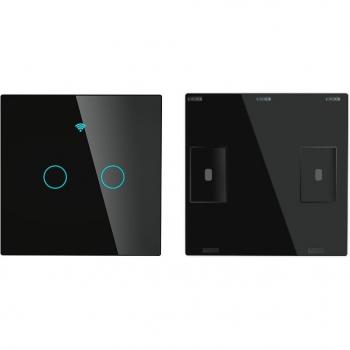 Interrupteur mural en verre RF433 MHz avec télécommande et récepteur collant