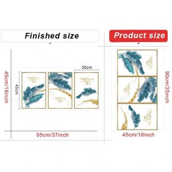 Nordic Blue Banana Leaf Wall Sticker for Home Decoration