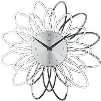 AMS Quarz-Wanduhr, Holz, Mehrfarbig, 35 x 35 x 12 cm