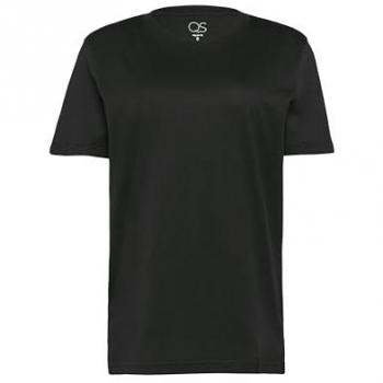 QS T-Shirt mit geripptem Rundhalsausschnitt in Black, Größe L