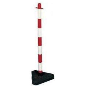 Freestanding Red & White Plastic Chain Barrier System with Triangular Base