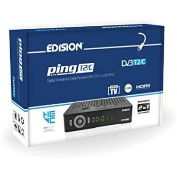 EDISION PING T2/C Ricevitore DVB-T2 HD con Supporto USB WiFi e Telecomando Universale 2in1