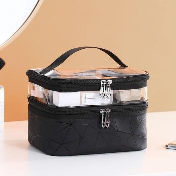 Grote Capaciteit Transparante Cosmetische Organizer Dubbele Laag Jelly Kleur