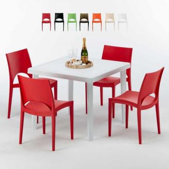 Bar & Café Rouge – Pack extérieur 90x90 cm avec chaises chromées