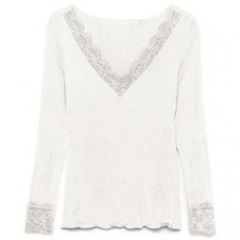 Vero Moda Langarmshirt „Skye“ – Lace Top JRS NOOS, V‑Neck Design