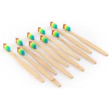Brosse à dents en bambou colorée pour soins buccaux