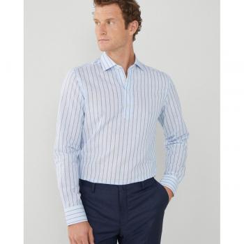 Camisa slim fit azul con estampado de rayas de Hackett