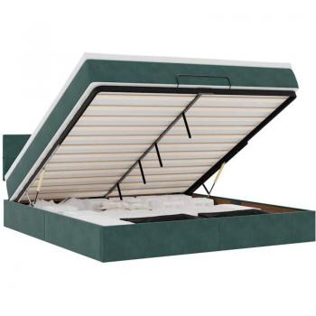 Lit velours vert foncé 180x200 cm – cadre ottoman inclus