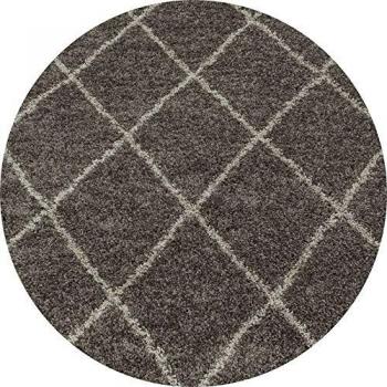 Skandinavischer Hochflor Runder Teppich mit Rautenmuster