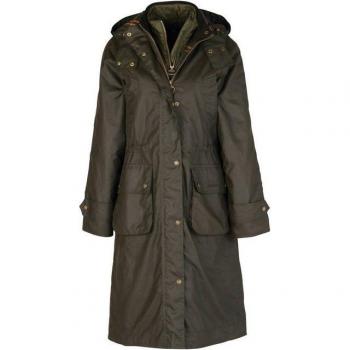 Barbour Long Cannich Wachsmantel Damenmodell – Größe 46 – Oliv