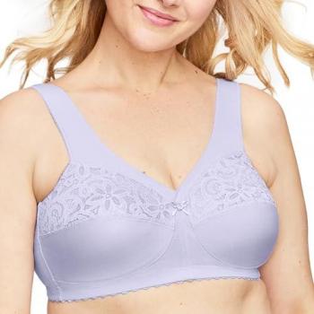 Glamorise Cotton Blend Wireless Support Bra 54-B in Purple