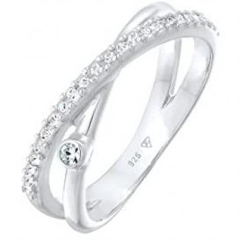 Fingerring ELLI Wickelring X Kristalle Glamour 925 Silber Gr. 52