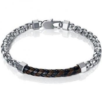 Pulsera de cuero marrón con detalles en acero Viceroy