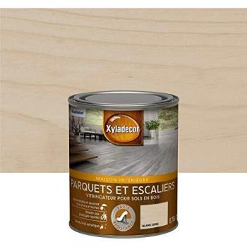 Vitrificateur Premium Xyladecor – Parquet et Escaliers en Bois, Aspect Satin Blanc‑Gris, 0,75 L
