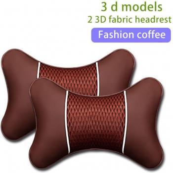 Support d’appui-tête en cuir PU tricoté – coussin de voyage auto