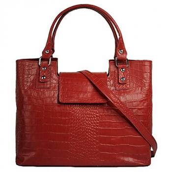 Cluty Echtleder Henkeltasche, rot, Made in Italy
