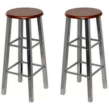 Bar Stools with Metal Frame and MDF Seat (2 pcs)