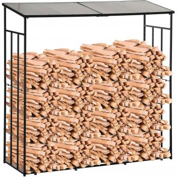 Outsunny Kaminholzregal Feuerholzregal Kaminholzlager mit Dach, BxTxH:185x67x185 cm, (Holzhalter, 1-St., Brennholzregal), Stapelhilfe für Brennholz