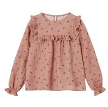 Top à volants en gaze de coton pour petite fille