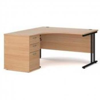 Maestro 25 Left Hand Ergonomic Desk 1400mm Black Cantilever Frame