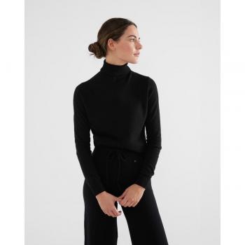Jersey de mujer cuello vuelto negro